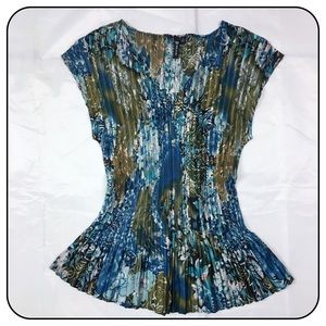 Milano Pleated Scoop Neck XL Floral Print Blouse